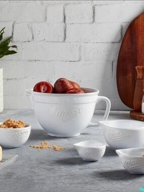 Mason White Ceramic Batter Bowl with Measuring Cups